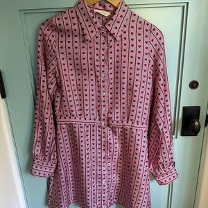 Heart print silk shirtdress by Lisou